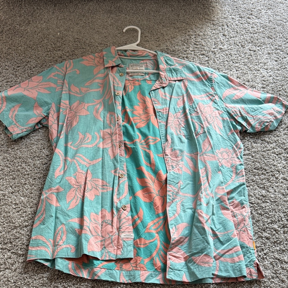 Quicksilver Waterman Floral Teal and Coral